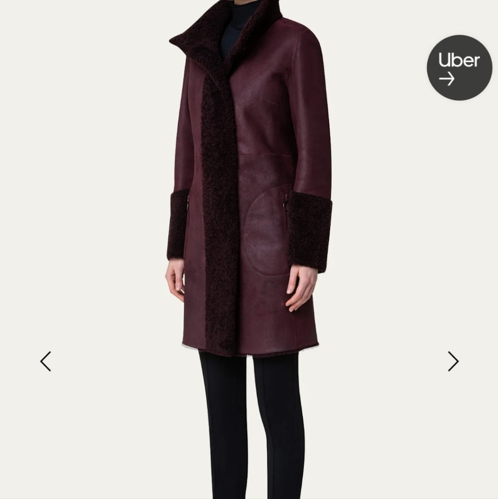 Akris Punto Burgundy Reversible Lamb Shearling Coat Size 6 nwt $3490 Current